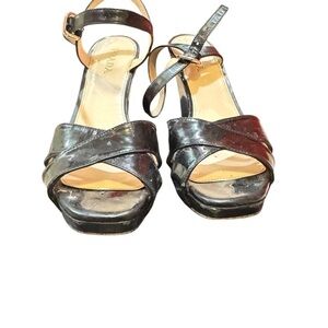 Prada Black Sandals with Ankle Straps and Block Heel. Size 8. In ok condition